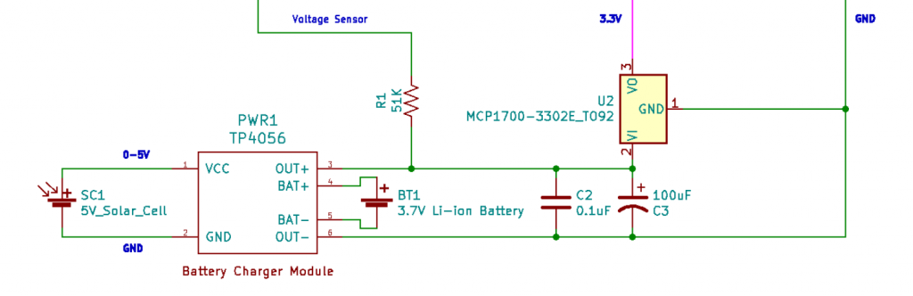 Solar cell and battery charging circuit.